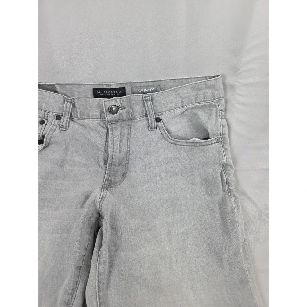 Aeropostale Jeans Skinny Tapered Fit Gray Denim Mens 32x30 Nice Whiskers